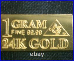 X4 BARS 24k GOLD GRAM, 5GRAIN, PYRAMID 1GRAIN PURE BULLION 9999 FINE COA'S